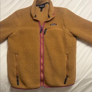 Patagonia Brown Fleece Jacket with Pink Trim